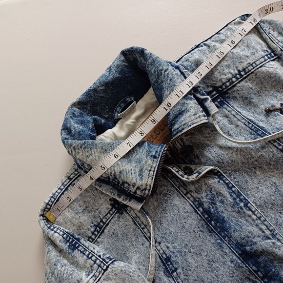 Giacca Blues 80s Acid-wash Denim Bomber Jacket - Picture 9 of 16